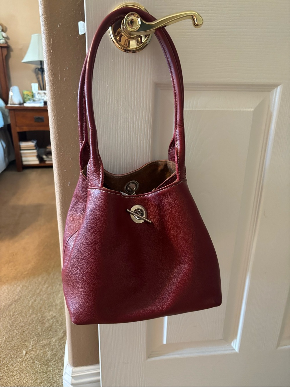 Red Leather Shoulder Bag - Classic Italian Tote
